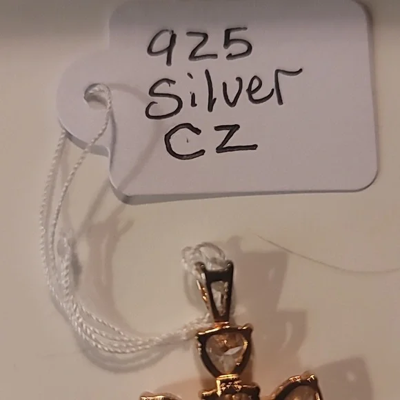 Vintage Real 925 Silver CZ Cross Pendent - Picture 5 of 13